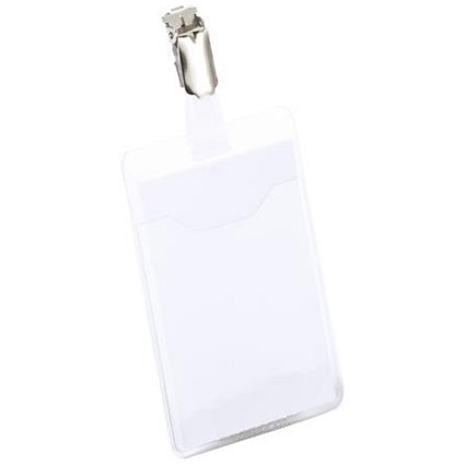 Durable Visitors Name Badges, Rotating Clip, Portrait, 60x90mm, Pack of 25