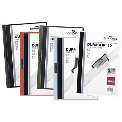 Durable A4 Duraclip Folders / 3mm Spine / Assorted / Pack of 25
