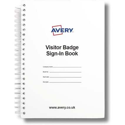 Avery Visitor Badge Sign-In Book Includes 250 Paper Badges (Pack 1 Book + 250 Badges) -