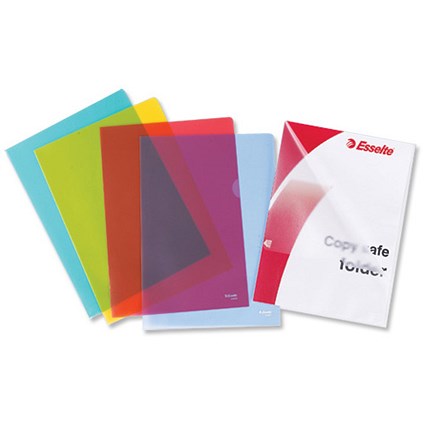 Esselte Copy-safe Folder Plastic Cut Flush A4 Green [Pack 25]