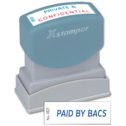 Xstamper Word Stamp Pre-inked Reinkable - Paid By Bacs - W42xD13mm