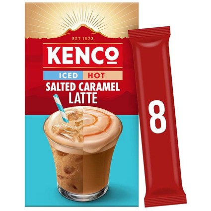 Kenco Salted Caramel Latte Instant Iced/Hot Coffee Sachets 20.3g (Pack of 8) -