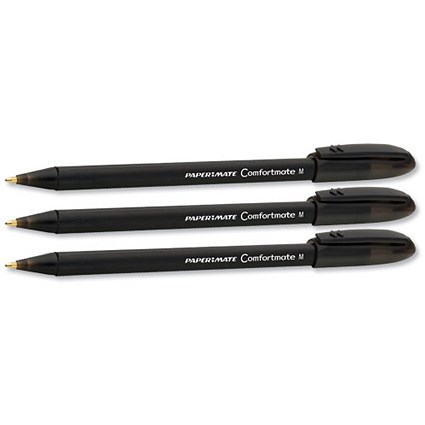 Paper Mate Comfortmate Ball Pen Triangular Barrel 1.0mm Tip 0.7mm Line Black [Pack 12]