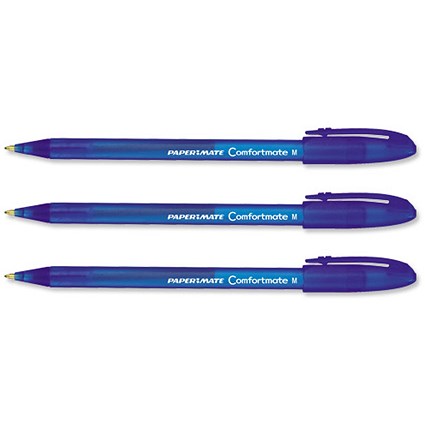Paper Mate Comfortmate Ball Pen Triangular Barrel 1.0mm Tip 0.7mm Line Blue [Pack 12]