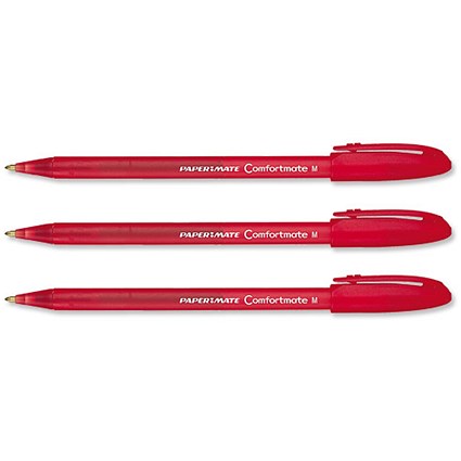 Paper Mate Comfortmate Ball Pen Triangular Barrel 1.0mm Tip 0.7mm Line Red [Pack 12]