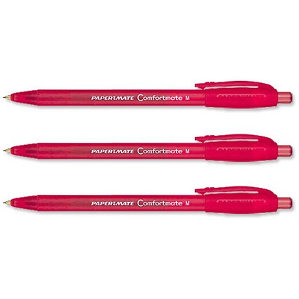 PaperMate Comfortmate Ball Pen Retractable Triangular Barrel 0.7mm Line Red [Pack 12]