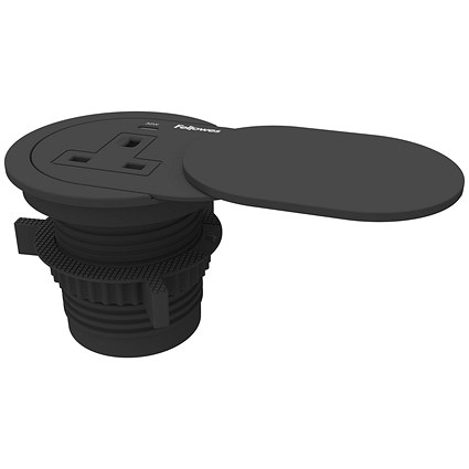 Fellowes Power Spot Type G for 60-80mm Desk Grommet Holes 2m Cable Black -