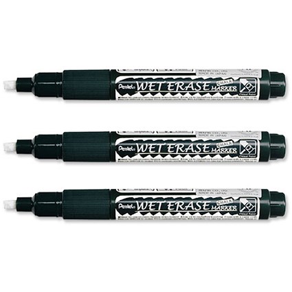 Pentel Chalk Marker Waterproof Wet Erase Chisel Tip White [Pack 4]