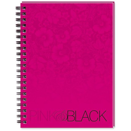 Oxford Pink and Black Book Wirebound Hardback Ruled 140 Pages 90gsm A6 [Pack 5]