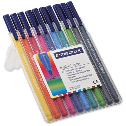 Staedtler Triplus Colouring Pens Fibre Tipped Water-based and Dry-safe Assorted [Wallet 10]
