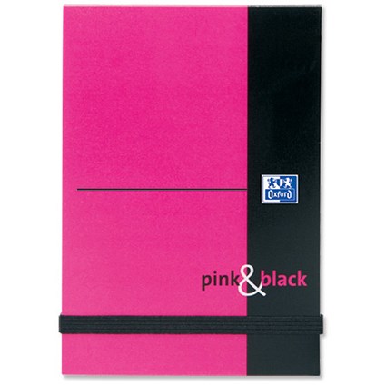 Oxford Pink and Black Notebook Polypropylene Plain 192 pages 90gsm A7 [Pack 10]