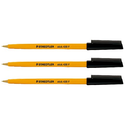 Staedtler 430 Stick Ball Pen Fine - Black - Pack of 10
