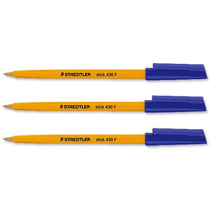 Staedtler 430 Stick Ball Pen Fine - Blue - Pack of 10