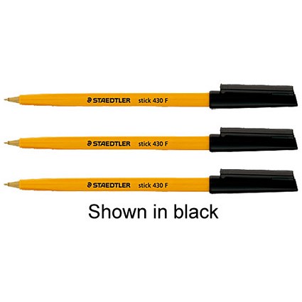 Staedtler 430 Stick Ball Pen Fine - Red - Pack of 10