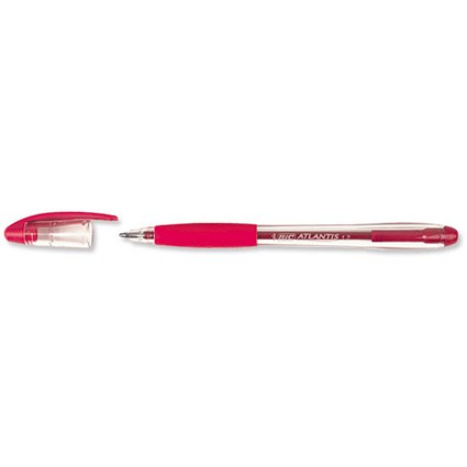 Bic Atlantis Ball Pen Cushion Grip Broad - Red - Pack of 12