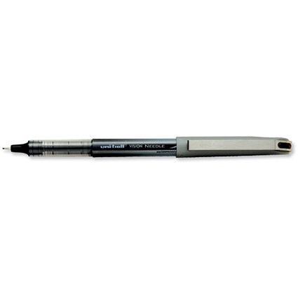 Uni-ball UB187 Vision Rollerball Pen Needle Point 0.7mm Tip 0.5mm Line Black [Pack 12]