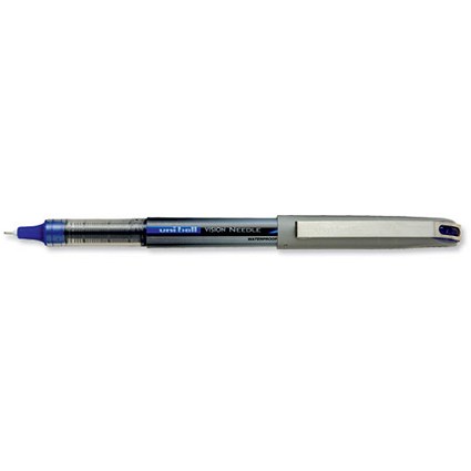 Uni-ball UB187 Vision Rollerball Pen Needle Point 0.7mm Tip 0.5mm Line Blue [Pack 12]