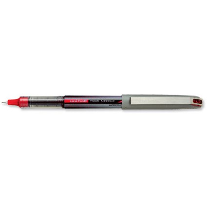 Uni-ball UB187 Vision Rollerball Pen Needle Point 0.7mm Tip 0.5mm Line Red [Pack 12]