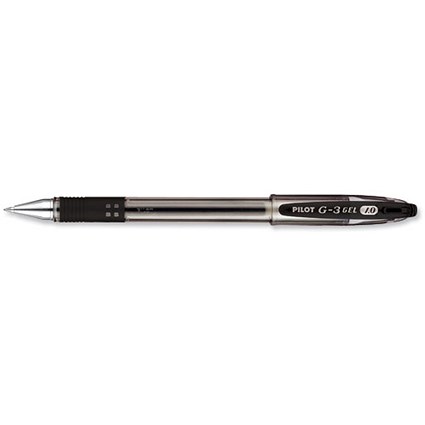 Pilot G-310 Gel Rollerball Pen Refillable Rubber Grip 1.0mm Tip 0.6mm Line Black [Pack 12]