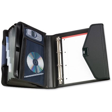 Snopake MeetingMate Binder Multi-use Expanding 6-Part Organiser and 2x 25mm Rings A4 Black