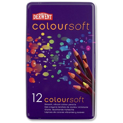 Derwent Coloursoft Pencils Extra Soft Highly-blendable Assorted Colours [Pack 12]