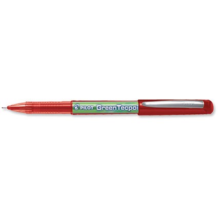 Pilot Begreen Green Tecpoint Rollerball Pen 0.5mm Tip 0.3mm Line Red [Pack 10]