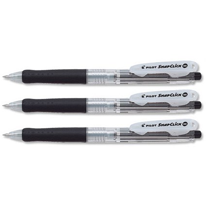 Pilot Snapclick Ballpoint Pen Retractable Medium 0.3mm Line Black [Pack 12]