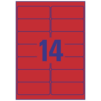 Avery Promotional Labels Laser 14 per Sheet 99.1x38.1mm Neon Red Ref L7263R-25 [350 Labels]