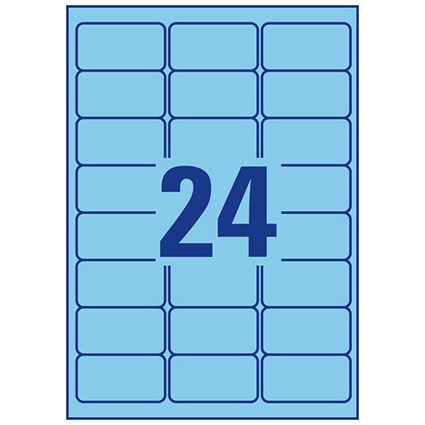 Avery Coloured Labels Laser 24 per Sheet 63.5x33.9mm Blue Ref L6032-20 [480 Labels]