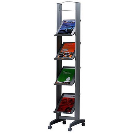 Literature Mobile Display / 1-Sided / 4 Metal Shelves / Narrow