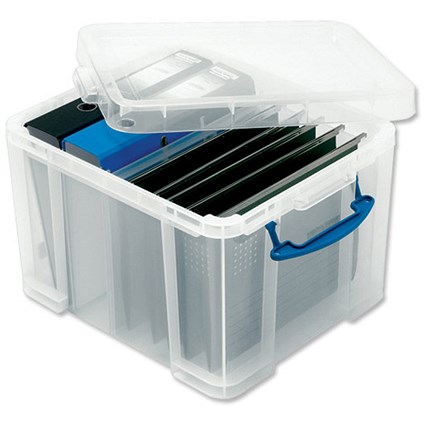 Really Useful Storage Box - Clear Plastic - 35 Litre - Includes files