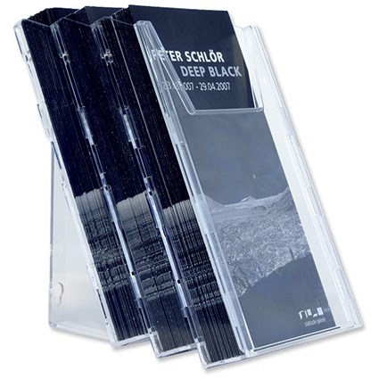 Durable Combiboxx Literature Holder Extendable 3 Compartments One-third A4 Clear