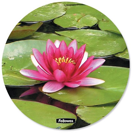 Fellowes Brite Mousepad Mat Hard Plastic for Accurate Tracking Water Lily