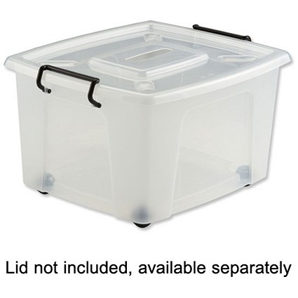 Strata Clearly Strong Storage Box minus Lid Plastic Wheeled 30 Litre W390xD440xH245mm