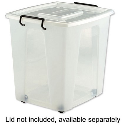 Strata Clearly Strong Storage Box minus Lid Plastic Wheeled 50 Litre W390xD440xH430mm