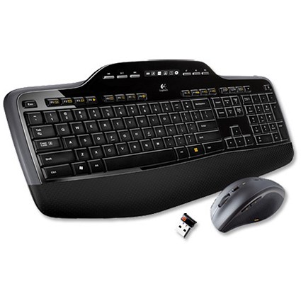 Logitech MK710 Cordless Desktop USB Media Keyboard and Optical Mouse Black