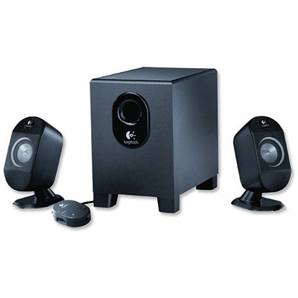 Logitech X-210 Speakers 2.1 Subwoofer and Control Pod Stereo Headphone Jack 48Hz-20kHz