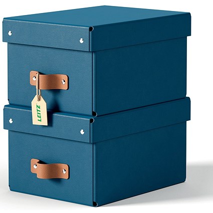 Leitz Puro Storage Box with Lid Small 7L Blue 100% Recycled Card Pack of 2 -