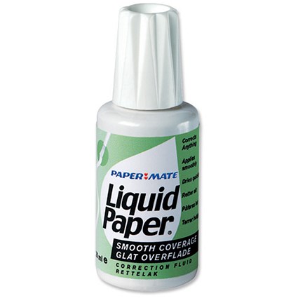 PaperMate Liquid Paper Fluid Smooth with Foam Brush 20ml [Pack 12]