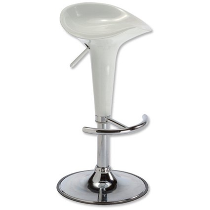 Influx Tulip Bar Stool Height-adjustable with Footrest W380xD360xH580-780mm White [Pack 2]