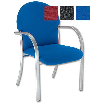 Trexus Plus Visitors Chair Silver-colour Frame High Back H420mm W500xD460xH470mm Blue