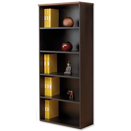 Emperial Bookcase with Black Trim Tall W800xD400xH1960mm Cherry