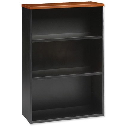 Emperial Bookcase with Black Trim Low W800xD400xH1185mm Cherry