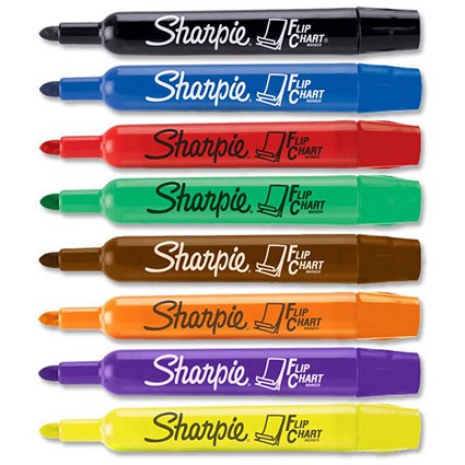 Sharpie Flipchart Marker Water-based Ink Bleed-free Bullet Tip Assorted [Pack 8]
