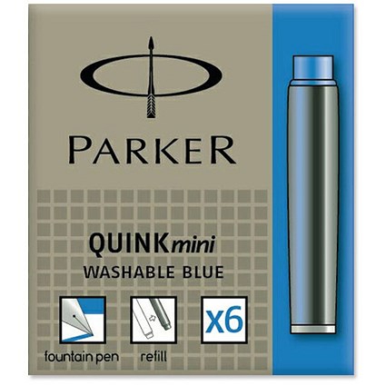 Parker Quink Mini Cartridge Ink Refills / Blue / Pack of 6