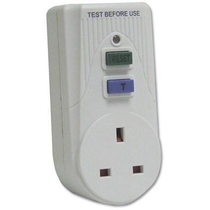 Eurosonic RCD Adaptor Powercut Safety Reset & Test Button Child Safety Shutter 13 Amp