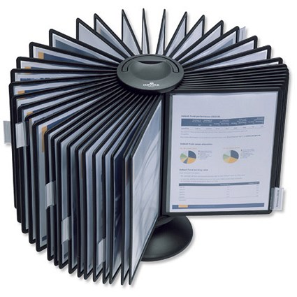 Durable Sherpa Carousel 40 Display Stand Rotating with 40 Tabs and Panels A4 Black