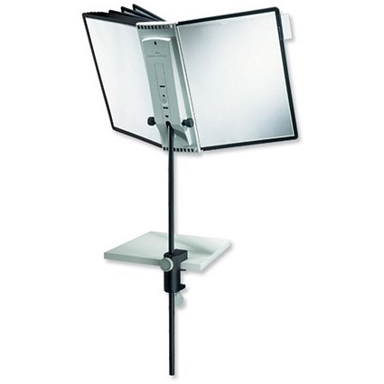 Durable Sherpa Desk Clamp Display Unit Adjustable with 10 Panels A4 Black