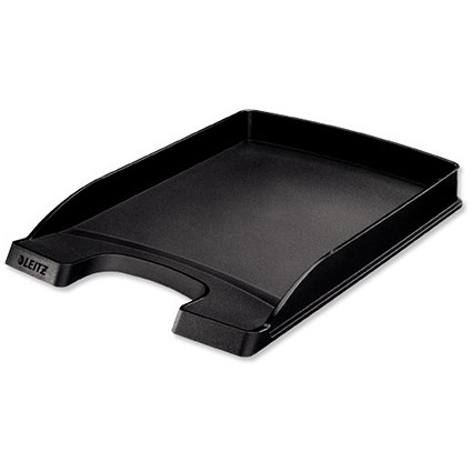 Leitz Plus Letter Tray Slim Polystyrene with 2 Label Positions Black