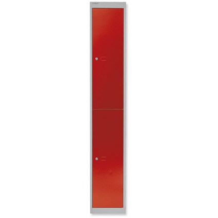 Bisley Locker Deep Steel 2-Door W305xD457xH1802mm Goose Grey/Red